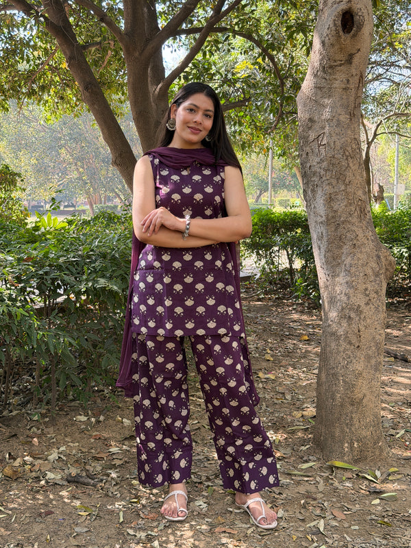 Vibrant Purple Farshi Salwar Set Jonaya