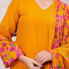 Pink yellow floral straight kurta set Jonaya