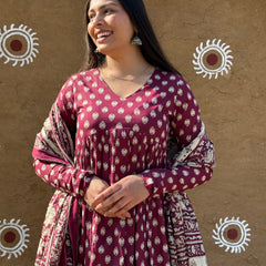 Wine 3 piece suit set - Jonaya