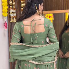 Pista Gulab Embroidery festive Anarkali set Jonaya