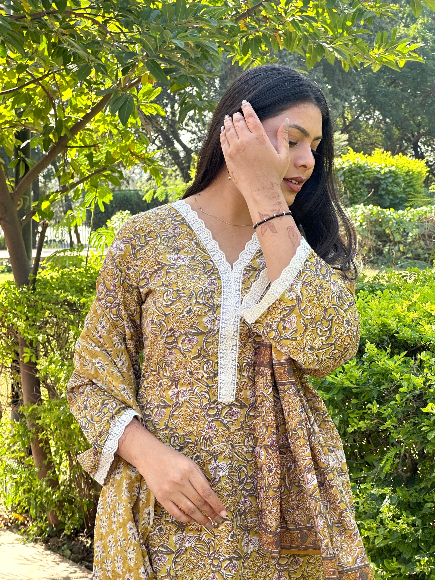 Yellow Pakistani lace suit set
