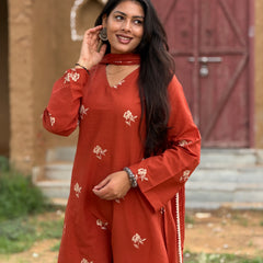 Rust Embroidered coord set