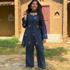 Dusky Indigo Embroidered coord set Jonaya