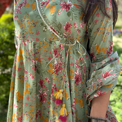 Pista floral angrakha gota lace suit set - Jonaya