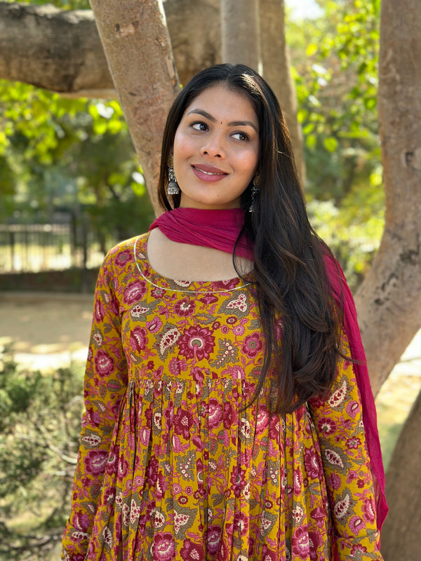 Gulab Yellow Flare Suit Set - Jonaya