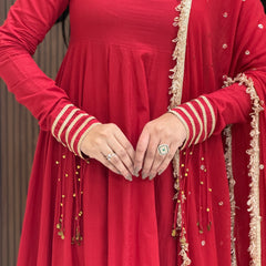 Laal gota ghunghru Anarkali set Jonaya