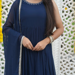 Indigo Gold blush Georgette Anarkali Jonaya