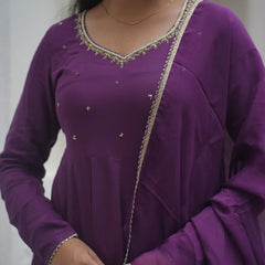 Purple bloom Anarkali set Jonaya