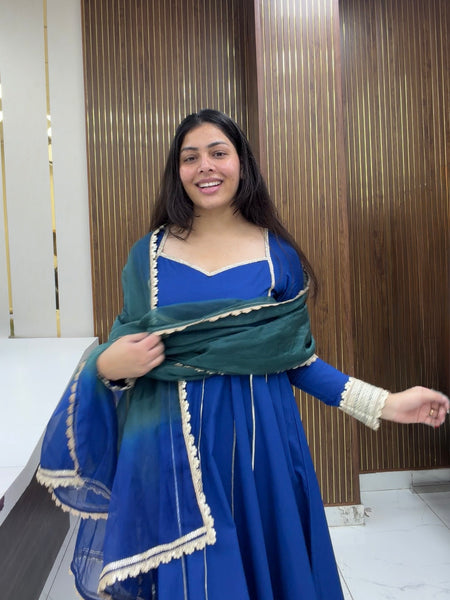Sweetheart green blue gota Anarkali set Jonaya