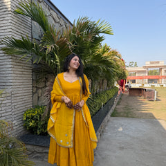 Pure mul cotton haldi anarkali set Jonaya