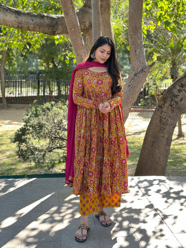 Gulab Yellow Flare Suit Set - Jonaya