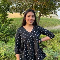 Black motif peplum top - Jonaya
