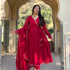Rose Pink Angrakha Anarkali set - Jonaya