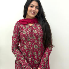 Maroon garden Straight suit set Jonaya