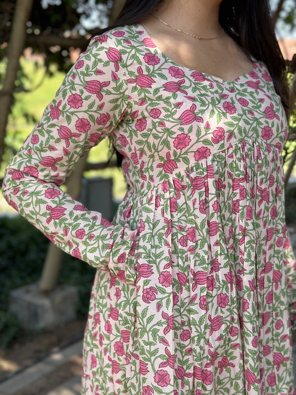 Pink Garden Alia Cut Flared Kameez - Jonaya