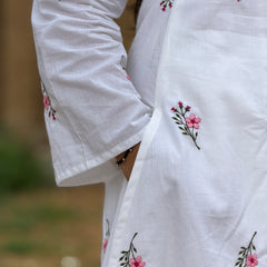 Blossom White Embroidered coord set