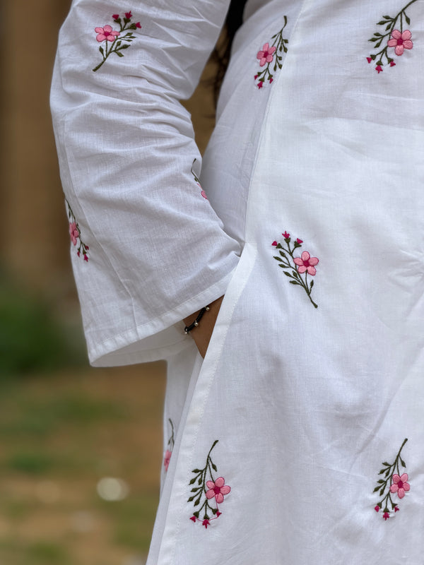 Blossom White Embroidered coord set