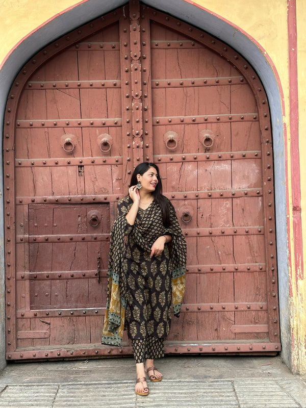 Deep Brown Straight Suit Set - Jonaya