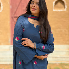 Dusky Indigo Embroidered coord set Jonaya