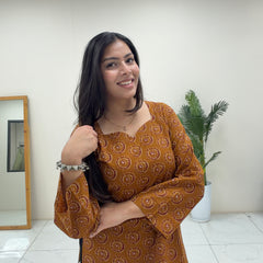 Mustard maroon short Kurti Jonaya