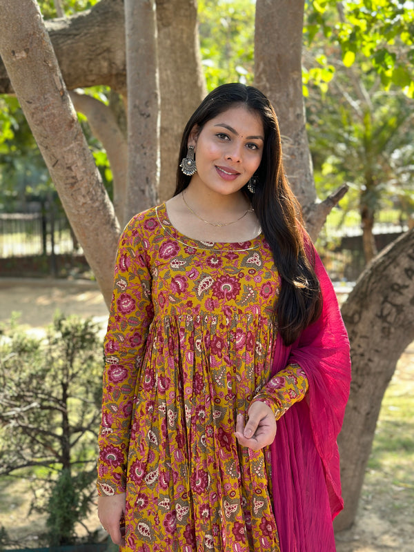 Gulab Yellow Flare Suit Set - Jonaya