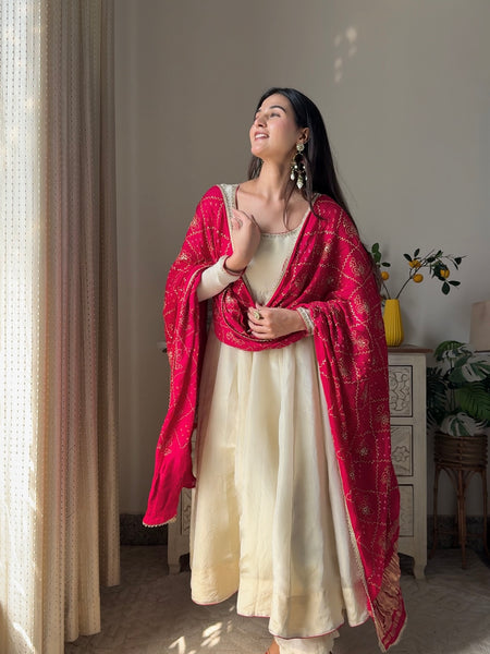 Tissue Rani Silk Full flair Anarkali Jonaya
