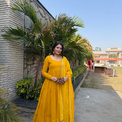 Pure mul cotton haldi anarkali set Jonaya