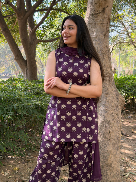 Vibrant Purple Farshi Salwar Set Jonaya