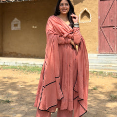 Peach black Embroidery Anarakali