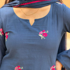 Dusky Indigo Embroidered coord set Jonaya