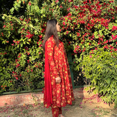 Red floral mohini suit set - Jonaya