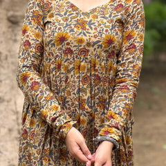 Maroon yellow garden kameez