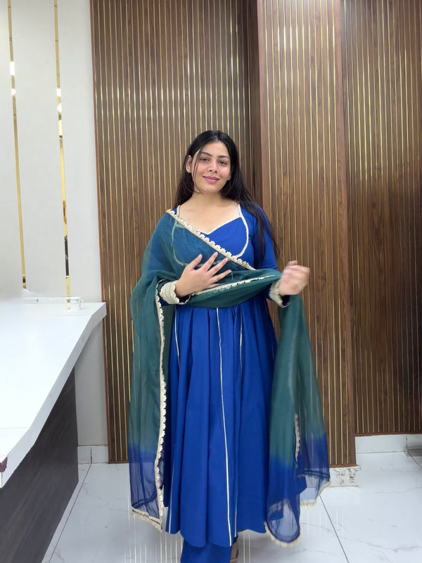 Sweetheart green blue gota Anarkali set Jonaya