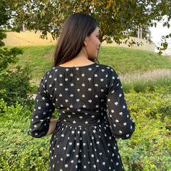 Black motif peplum top - Jonaya