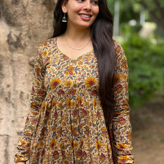 Maroon yellow garden kameez