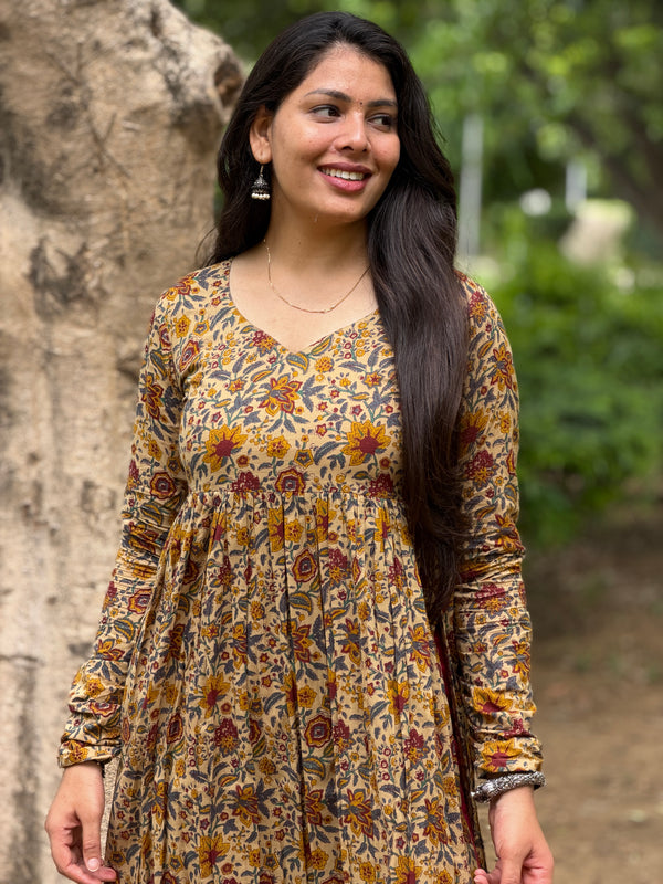 Maroon yellow garden kameez