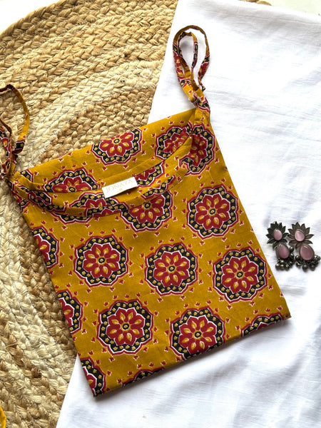 Red black Ajrakh floral strap kurti - Jonaya