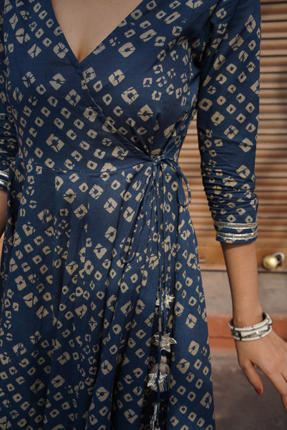 Blue bhandej flare suit set