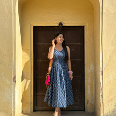 Motif Print Indigo Dress Jonaya