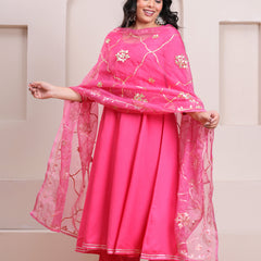 Peach Gotta patti heavy flare suit set Jonaya