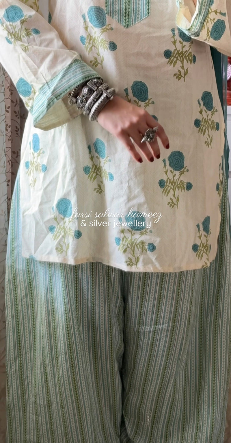 Turquoise Green farshi salwar set Jonaya