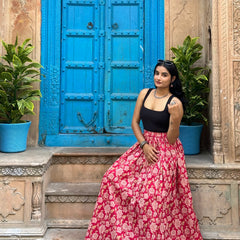 Pink floral flared skirt - Jonaya