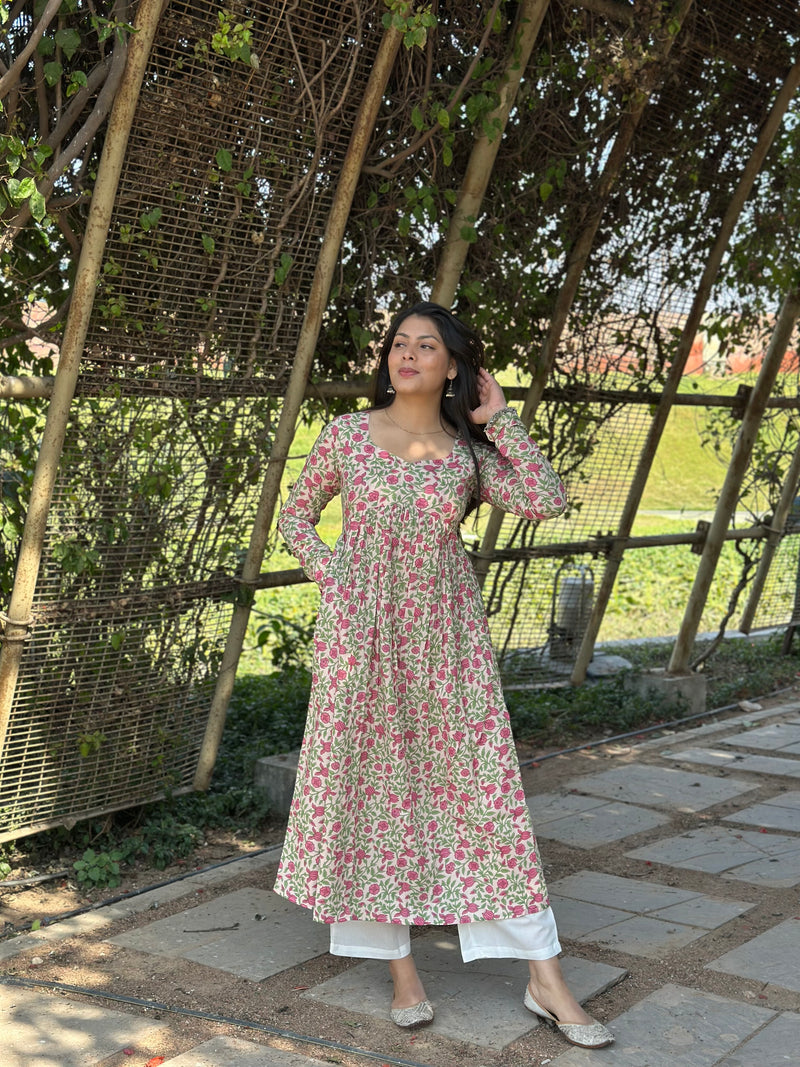 Pink garden alia cut kameez - Jonaya