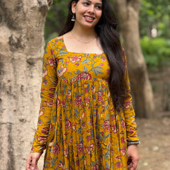 Red mustard garden kameez Jonaya