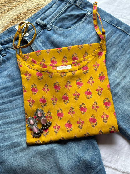 Yellow lily strap kurti