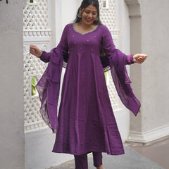 Purple bloom Anarkali set Jonaya