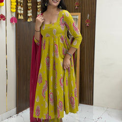 Parrot paisley festive Anarkali set Jonaya
