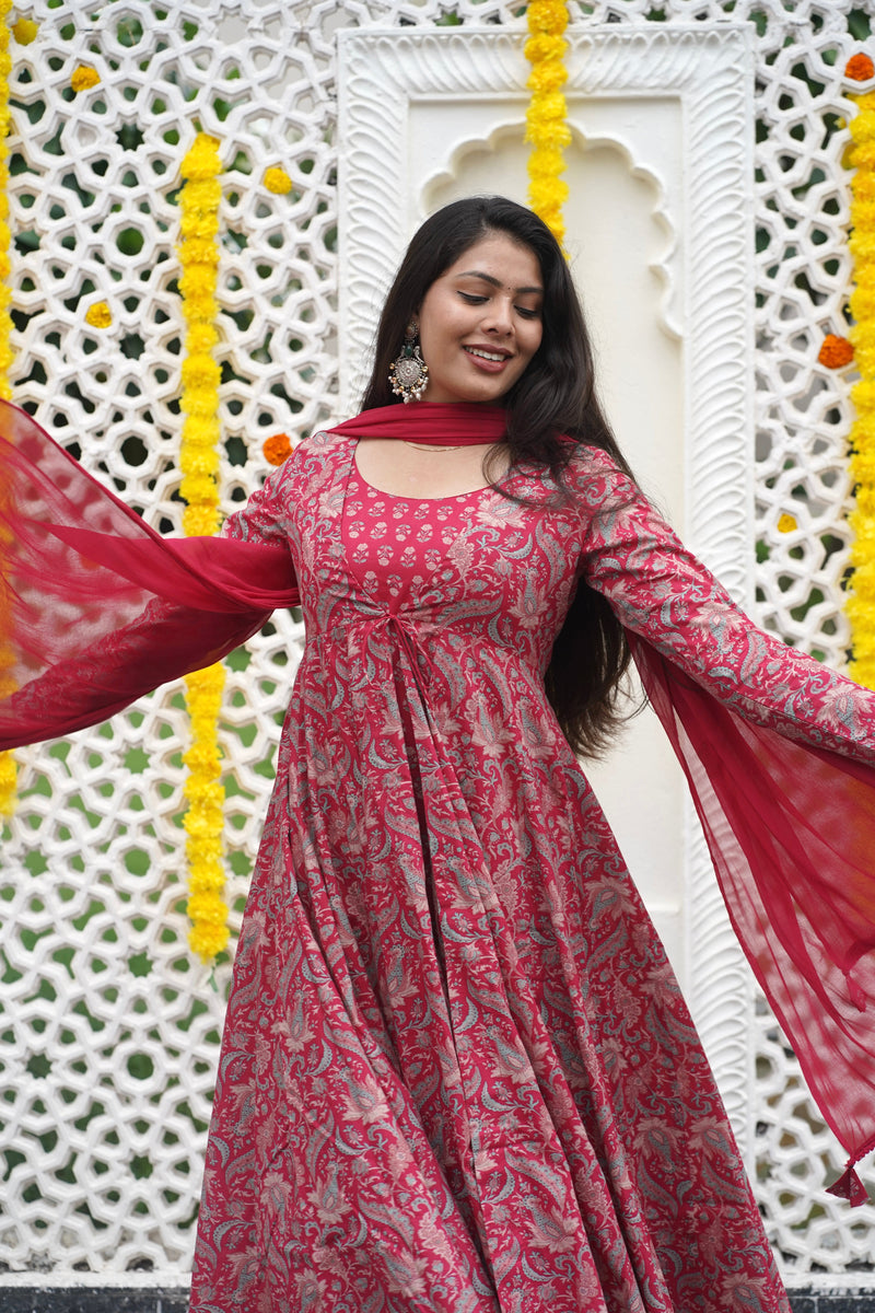 Pretty Pink Anarkali Shrug Set Jonaya