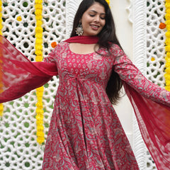 Pretty Pink Anarkali Shrug Set Jonaya