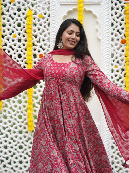 Pretty Pink Anarkali Shrug Set Jonaya